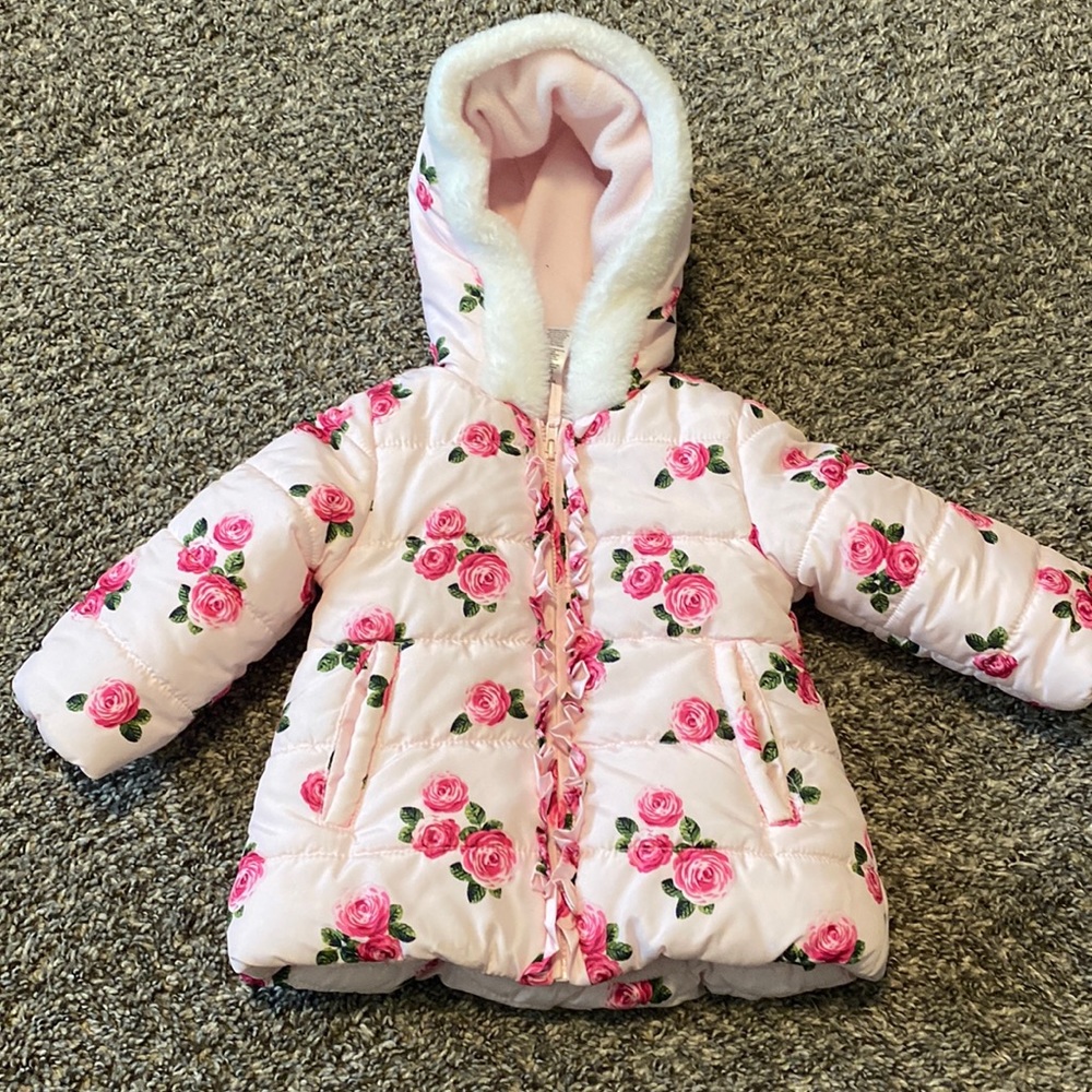Pink flower puff jacket